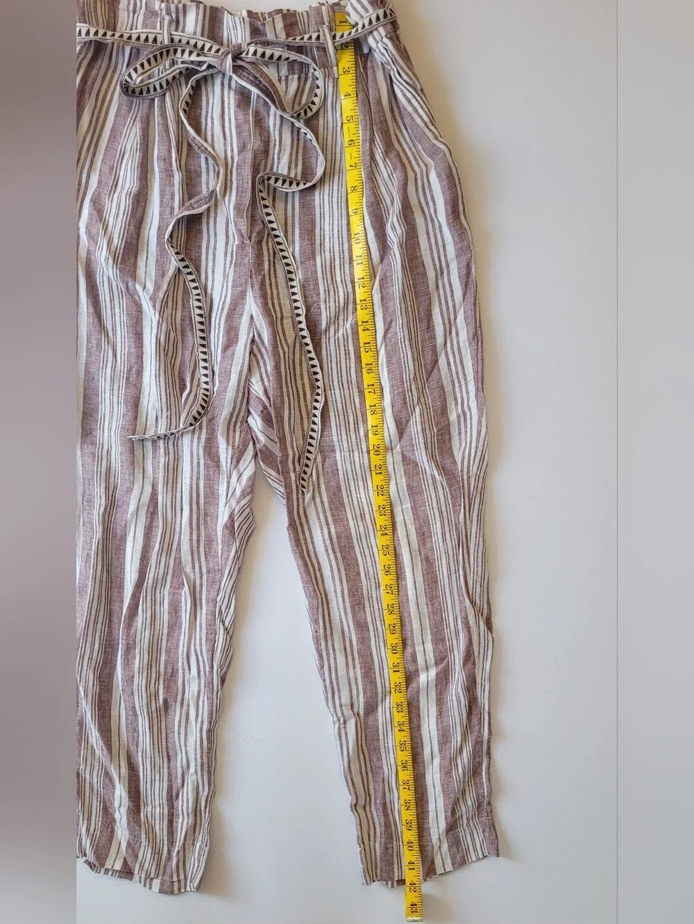 LemLem x H&M Resort Stripe Linen Paperbag Pants Large Excellent Condition